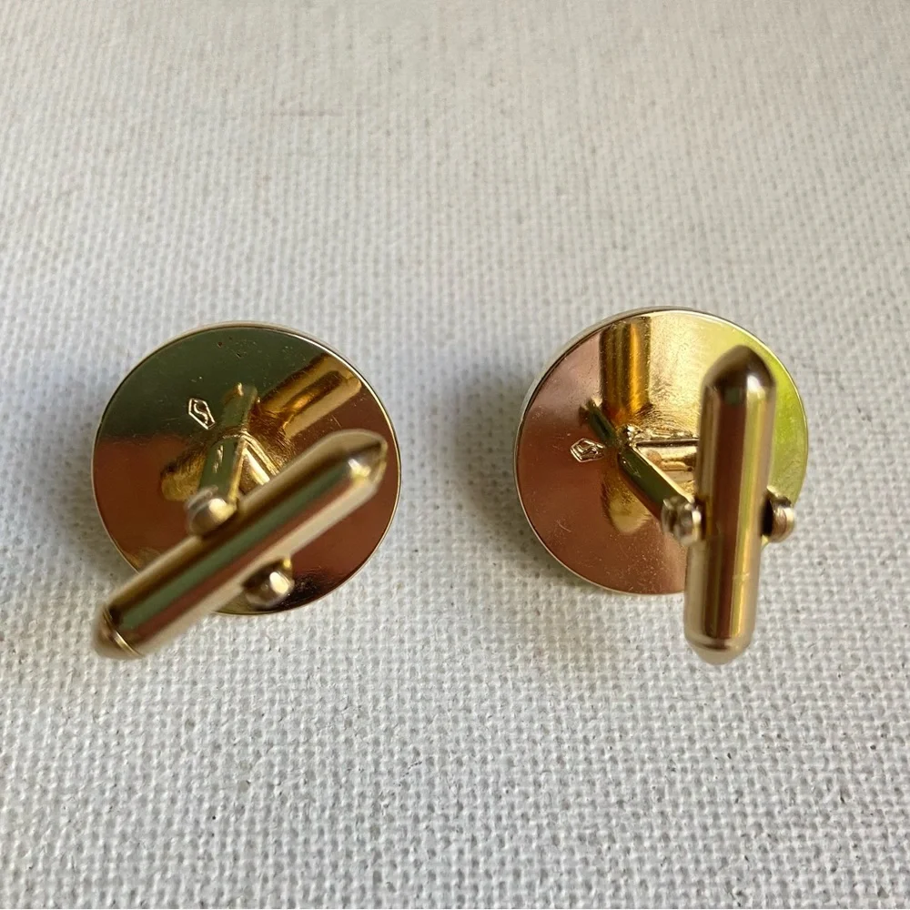 SWANK Grand Prix cuff links vintage with multicolored faceted rhinestones in box